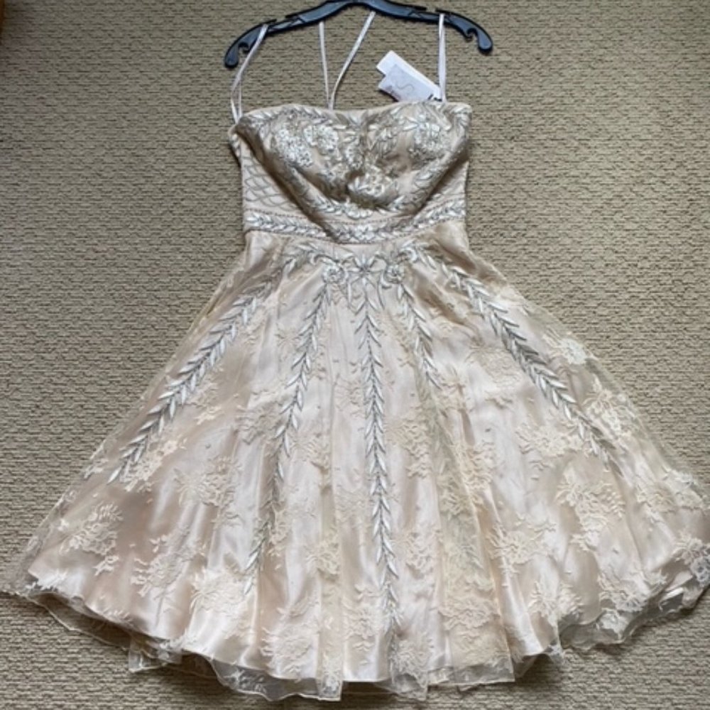 Strapless beaded Sue Wong cocktail dress